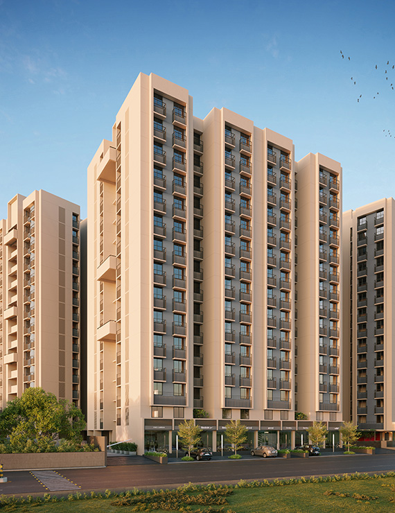 2 BHK Flats Road Side View in Shela